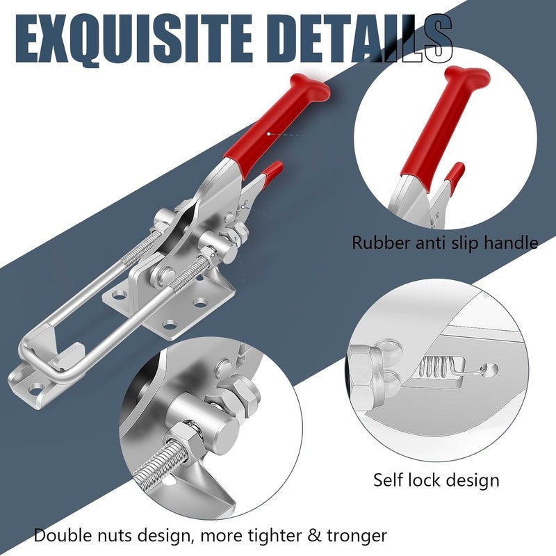 Dpyrrhic 6 Pack Toggle Latch Clamp, Heavy Duty Latches, 2000Lbs Holding Capacity Adjustable Latch Lock, Smoker Clamps Latch for Industrial EquiIpment,Tire Carrier,Boxcar,Smoker Lid - Image 4